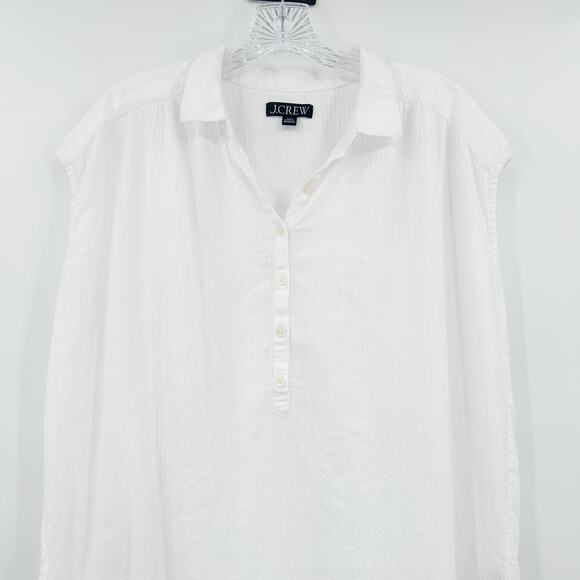 J Crew Cap-Sleeve Tunic Cover-Up Dress Soft Gauze White V-Neck Womens Sz XXS - Picture 4 of 12